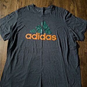 Adidas Men's Charcoal Tee with Green and Orange Logo